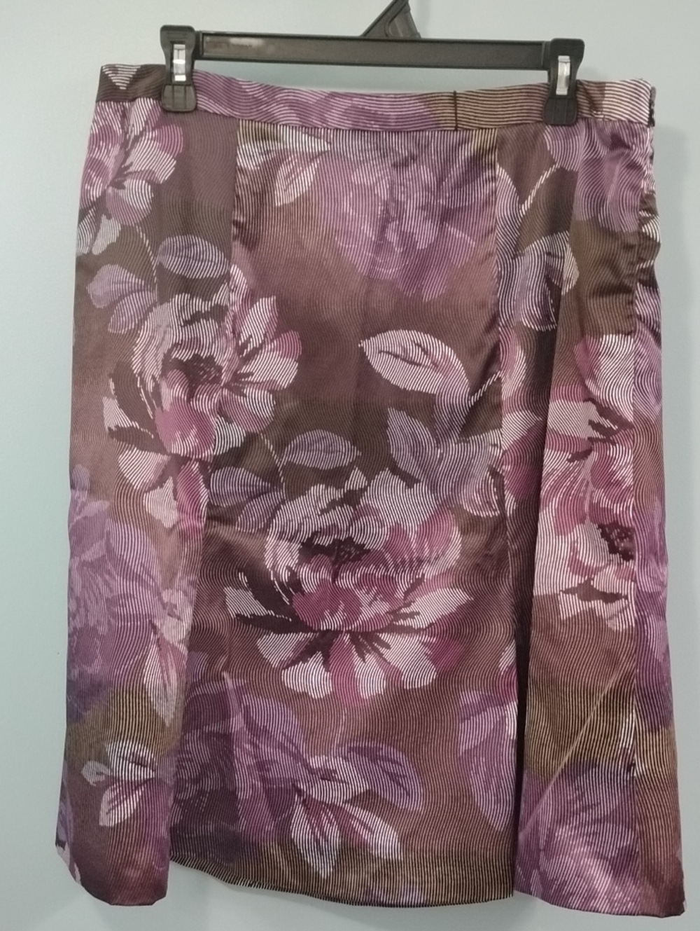 East 5th Pink and Brown Floral A-Line Skirt Size 14